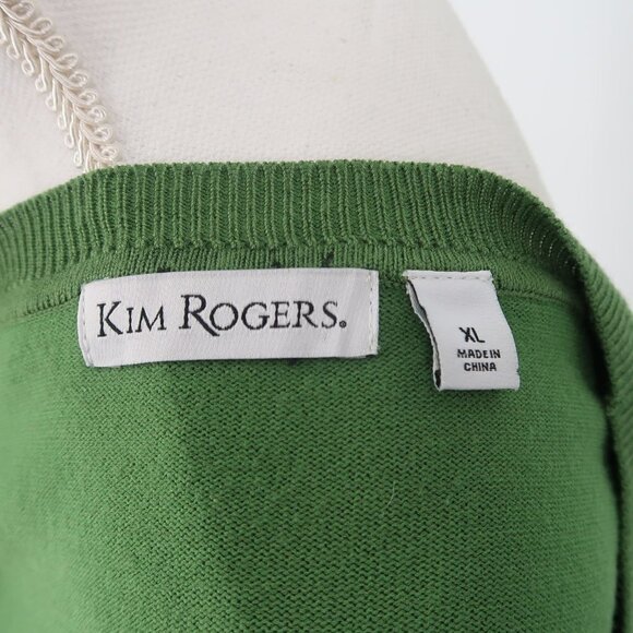 Kim Rogers Green Sweater with Dark Green Detail on Bottom Size XL - Picture 3 of 6